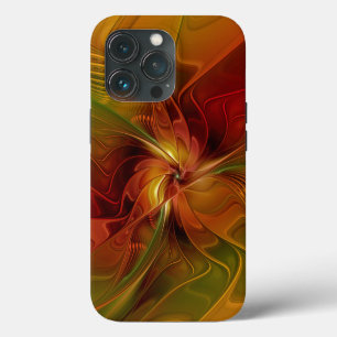 Case-Mate iPhone Case Fleur d'art fractal abstraite rouge orange marron