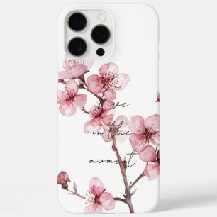 Coques iPhone 16 Pro Max Fleur de cerise rose blanche