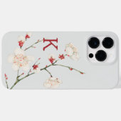 Coques Case-Mate iPhone Fleur de cerisier botanique monogramme lettre (Verso (horizontal))