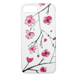 Coques Pour iPhone Fleur de cerisier japonaise, Aquarelle, Plan