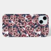 Coques Case-Mate iPhone Fleur de cerisier rose et bleu (Verso (horizontal))