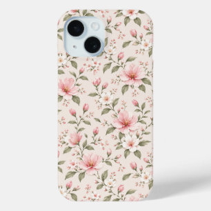 Coque Pour iPhone 15 Fleur de cerisier rose tendre motif floral sans co