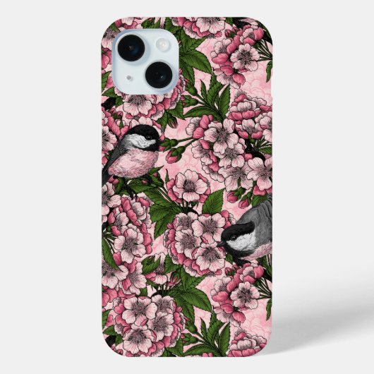 Coques Case-Mate iPhone Fleur de cerisiers et poulets roses (Verso)