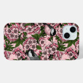 Coques Case-Mate iPhone Fleur de cerisiers et poulets roses (Verso (horizontal))