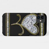 Coques Case-Mate iPhone Fleur de coeur de diamant et d'or (Dos (Horizontal))
