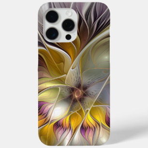 Coque iPhone 15 Pro Max Fleur de fantaisie fractale moderne colorée abstra