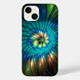 Coque Pour iPhone 14 Fleur de fantaisie lumineuse, fractale abstraite c
