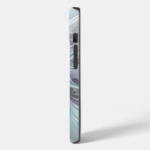 Coques Case-Mate iPhone Fleur de fractale moderne abstraite avec du bleu (Verso / Gauche)