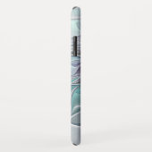 Coques Case-Mate iPhone Fleur de fractale moderne abstraite avec du bleu (Dos/Droite)