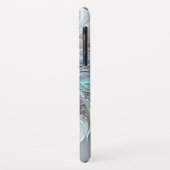 Coques Case-Mate iPhone Fleur de fractale moderne abstraite avec du bleu (Dos/Gauche)
