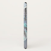 Coques Case-Mate iPhone Fleur de fractale moderne abstraite avec du bleu (Dos/Gauche)