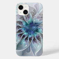 Fleur de fractale moderne abstraite avec du bleu