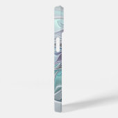 Coques Case-Mate iPhone Fleur de fractale moderne abstraite avec du bleu (Verso / Droite)