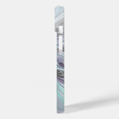 Coques Case-Mate iPhone Fleur de fractale moderne abstraite avec du bleu (Verso / Gauche)