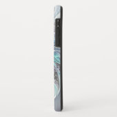 Coques Case-Mate iPhone Fleur de fractale moderne abstraite avec du bleu (Dos/Gauche)