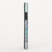 Coques Case-Mate iPhone Fleur de fractale moderne abstraite avec du bleu (Dos/Droite)