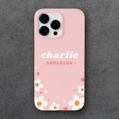 Coques Case-Mate iPhone Fleur de fraise mignonne police rétro rose clair