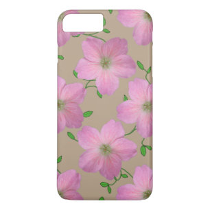 Coque iPhone 8 Plus/7 Plus Fleur de géranium de rose de jardin sur toute