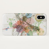 Coques Case-Mate iPhone Fleur de ketmie et arrière - plan d'aquarelle (Dos (Horizontal))
