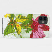 Coques Case-Mate iPhone Fleur de ketmie - peinture d'aquarelle (Dos (Horizontal))