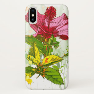 Coques Pour iPhone Fleur de ketmie - peinture d'aquarelle