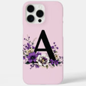 Coques Case-Mate iPhone Fleur de lavande : Monogramme Initial 'A' (Verso)