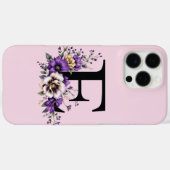 Coques Case-Mate iPhone Fleur de lavande : Monogramme Initial 'E' (Verso (horizontal))