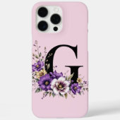 Coques Case-Mate iPhone Fleur de lavande : Monogramme Initial 'G' (Verso)