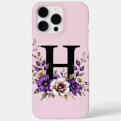 Coques Case-Mate iPhone Fleur de lavande : Monogramme Initial 'H' (Verso)