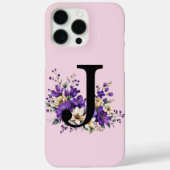 Coques Case-Mate iPhone Fleur de lavande : Monogrammé Initial 'J' (Verso)