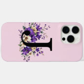 Coques Case-Mate iPhone Fleur de lavande : Monogrammé Initial 'J' (Verso (horizontal))