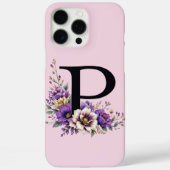 Coques Case-Mate iPhone Fleur de lavande : Monogramme Initial 'P' (Verso)