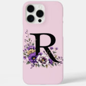 Coques Case-Mate iPhone Fleur de lavande : Monogramme Initial 'R' (Verso)