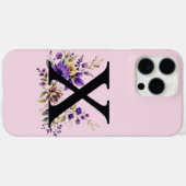 Coques Case-Mate iPhone Fleur de lavande : Monogramme Initial 'X' (Verso (horizontal))