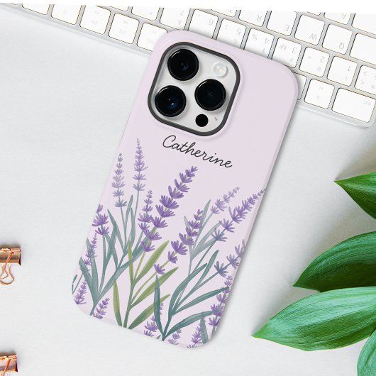 Coques Case-Mate iPhone Fleur de lavande violette aquarelle