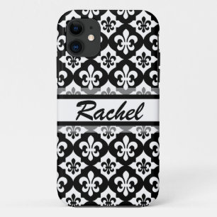 Coques Pour iPhone Fleur De Lis Blanc Noir Motif