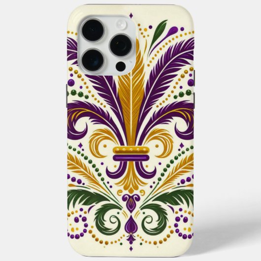 Coques Case-Mate iPhone Fleur de lis jaune et vert violet (Verso)