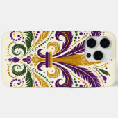 Coques Case-Mate iPhone Fleur de lis jaune et vert violet (Verso (horizontal))