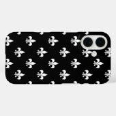 Coques Case-Mate iPhone Fleur de Lis Motif noir et blanc (Verso (horizontal))