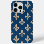 Coques Case-Mate iPhone Fleur de Lis Motif, Royal French, Crème sur Blue (Verso)