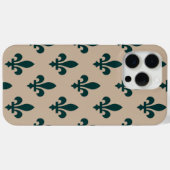 Coques Case-Mate iPhone Fleur de Lis Motif, Royal French Green on Cream (Verso (horizontal))