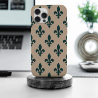 Fleur de Lis Motif, Royal French Green on Cream