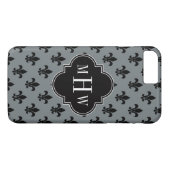Coques Case-Mate iPhone Fleur de Lis Noir 3 Monogramme initial (Dos (Horizontal))