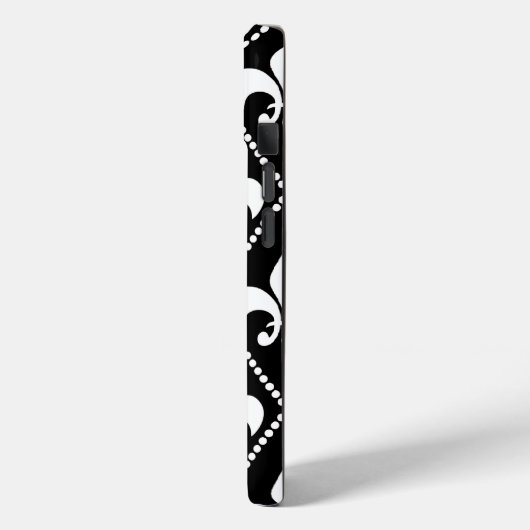 Coques Case-Mate iPhone Fleur de Lis noir avec monogramme (Verso / Gauche)