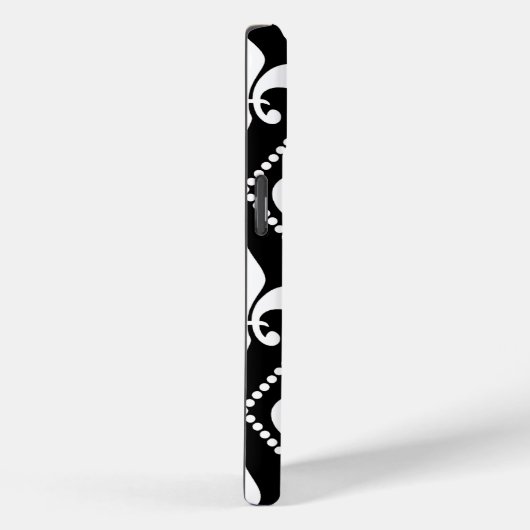 Coques Case-Mate iPhone Fleur de Lis noir avec monogramme (Verso / Droite)