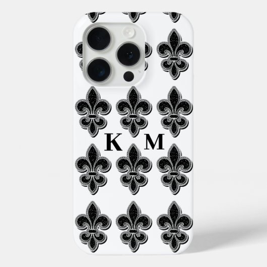 Coques Case-Mate iPhone Fleur De Lis noir et blanc (Verso)