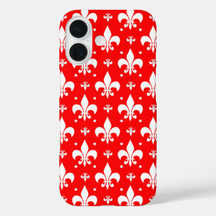 Coques iPhone 16 Fleur de lis rouge Motif