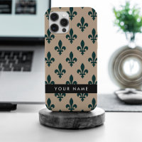 Fleur de Lis, Vert sur Beige, Royal, Votre Nom