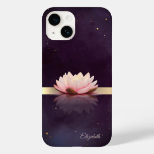 Coque Pour iPhone 14 Fleur de lotus à rayure dorée Boho