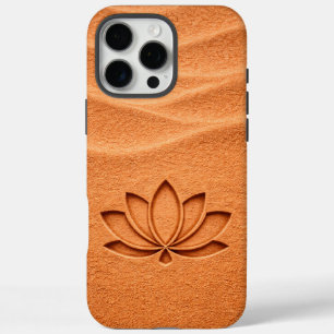 Coques iPhone 16 Pro Max Fleur de lotus de sable en terre cuite Méditation